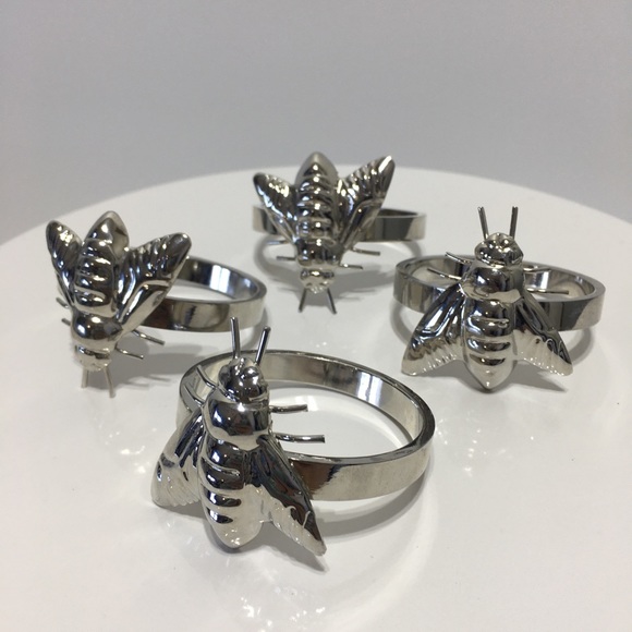 Dining Bumble Bee Napkin Rings Set Of 4 Silver Poshmark